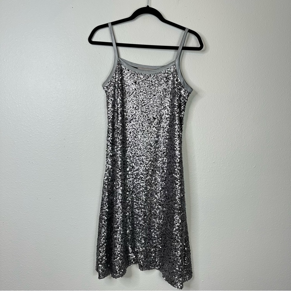 Double D Ranch fully sequin slip dress silver metallic New years maximalist